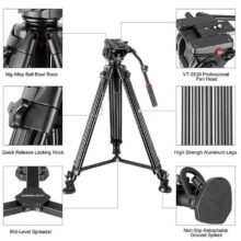 سه پایه دوربین فیلمبرداری کینگ جوی Kingjoy Professional VT-3500 Video Tripod - Image 11