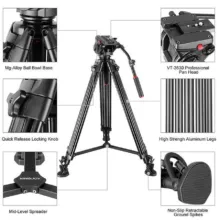سه پایه دوربین فیلمبرداری کینگ جوی Kingjoy VT3500Pro+VT-3530 - تصویر 11
