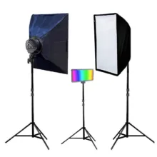 کیت دوشاخه 5 لامپ با سافت باکس 90×60 و نور رنگی F-kit23
