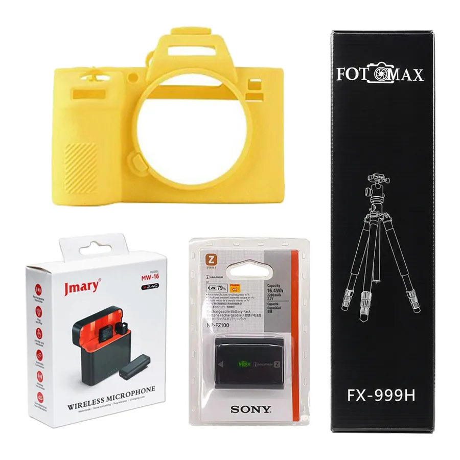 999h-mw16-fz100 کیت دانشجویی کاور و باتری سونی A7IV ، پایه 999H و میکروفون S-kit18 - تصویر 1