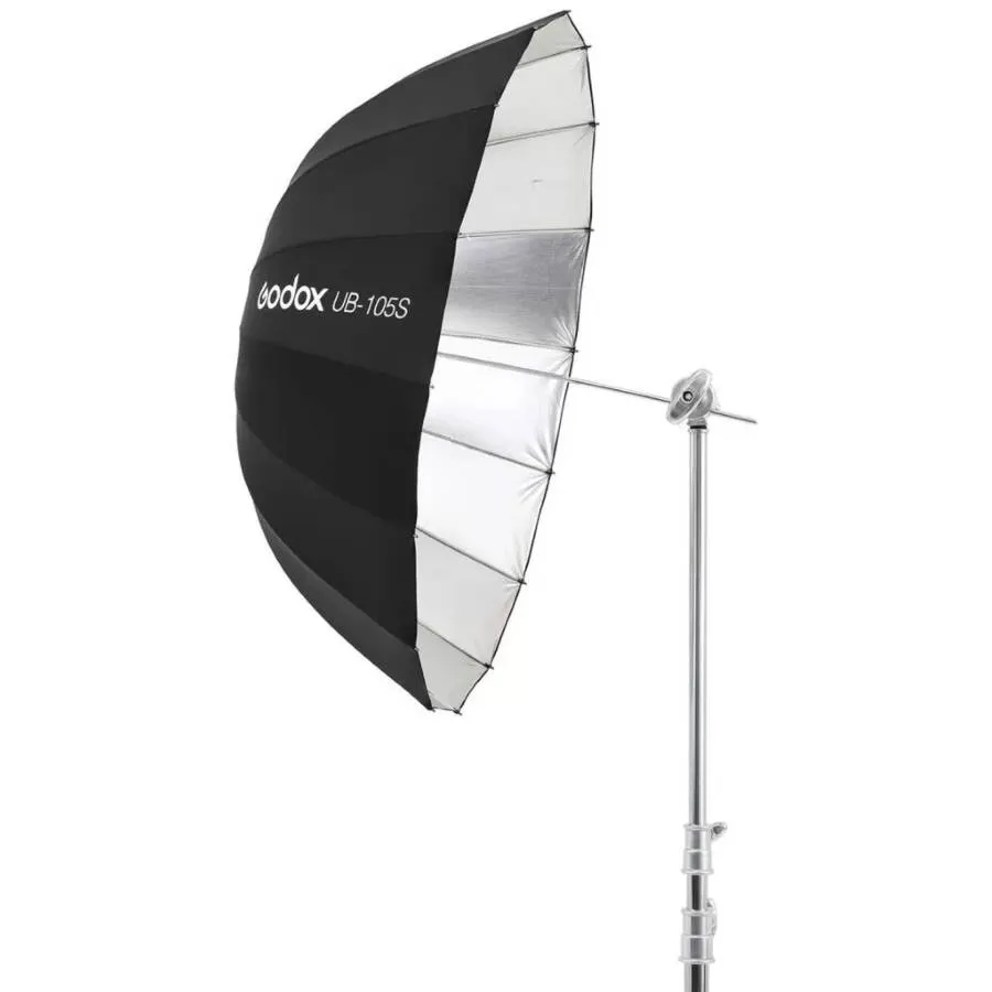 Godox silver parabolic reflector (41″) UB-105S umbrella (3) (900x900) چتر گودکس Godox silver parabolic reflector (41″) UB-105S umbrella - تصویر 1