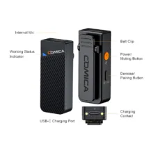 میکروفون بی سیم یقه ای کامیکا Comica Microphone Vimo C2 - تصویر 5