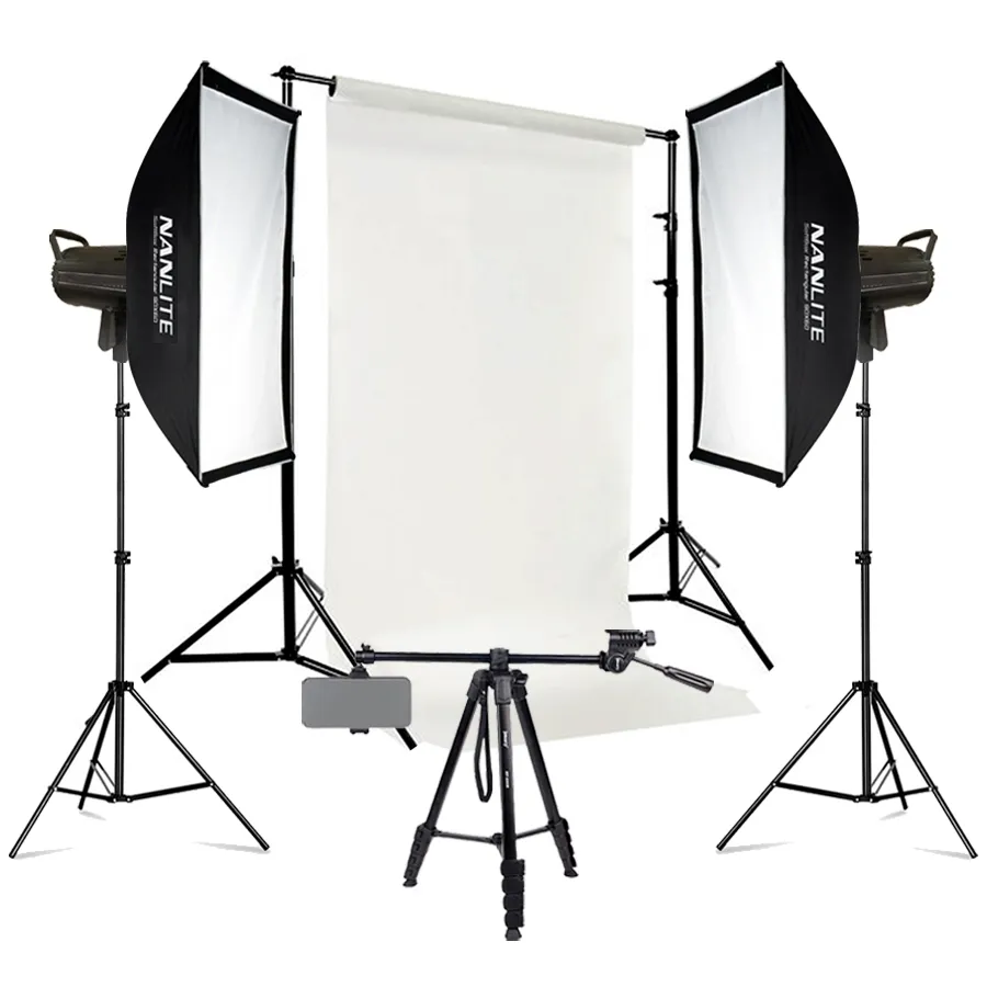 nanlight-2209 کیت ویدیو لایت 0929 با سافت باکس 90×60 و بکگراند D-KIT43 - تصویر 1