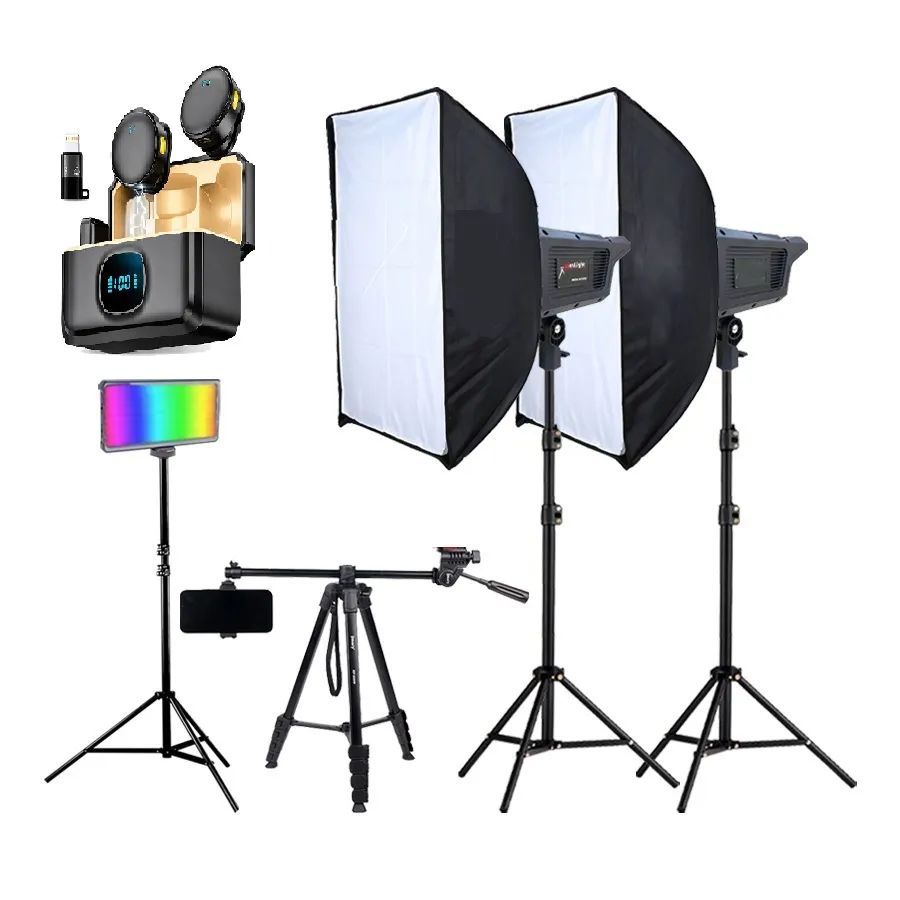 BK400-LIFE-DUAL-2209-SX39-RGB-1 کیت ویدیو لایت BKM-400 با میکروفون و نور رنگی B-kit28 - تصویر 1